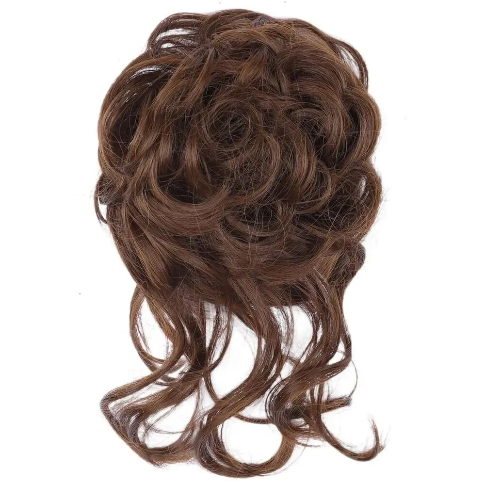 HMD Tousled Updo Messy Bun Hair Piece Color 8L Medium Chestnut Brown